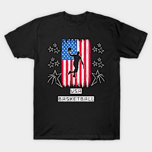 Retro Usa Basketball Art T-Shirt